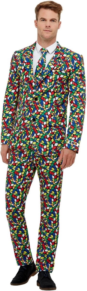 Rubiks Kubus Kostuum | Kleurige Blokjes Rubiks Kubus | Man | Medium | Carnaval kostuum | Verkleedkleding